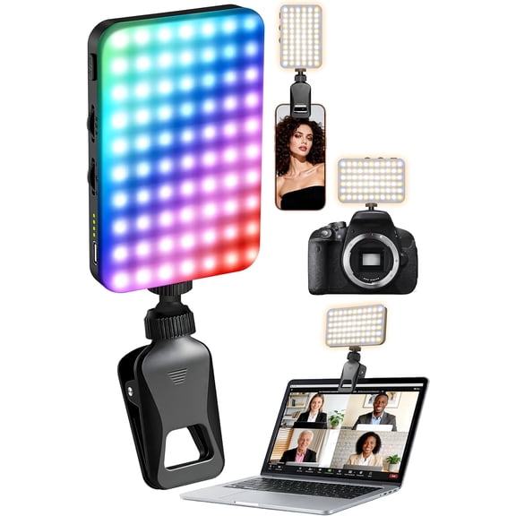 Selfie Light for Video Conference and Make Up,91 LED Clip On Light and Eye Friendly,3 Modes 10 Brightness, Rechargeable 2000mAh, Portable Compatible with Phone Laptop Webcam Zoom,Live Streaming