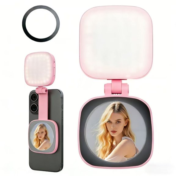 Selfie Light for iPhone,Portable Phone Clip on Light,Rechargeable LED Ring Light for Phone,Video Recording,Camera,Laptop,TikTok,Tablet,Vlog,Computer,5 Lighting Modes,80 LED High Power