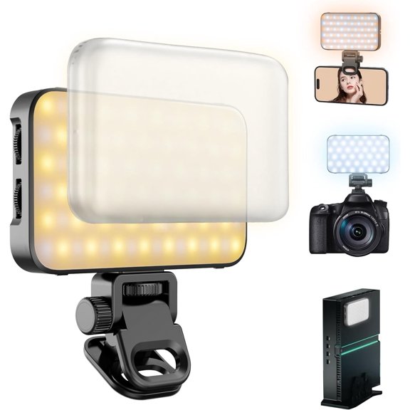 Selfie Light with Soft Diffuser & Built-in Stand, Rechargeable Fill Light for Phone  Android iPad Laptop for Makeup  Selfie Vlog
