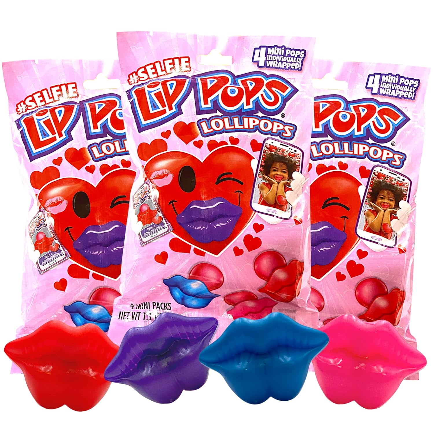 Selfie Lollis, Individually Wrapped Lolli Variety Pack with Different ...
