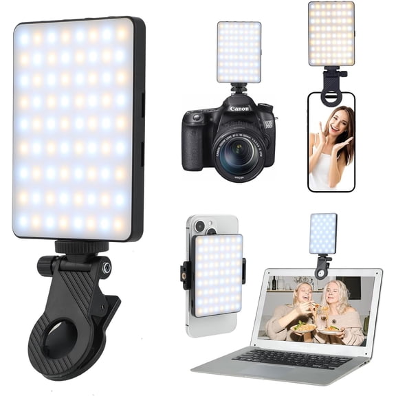 Selfie Phone Light with Front & Back Clips, LED Video Light Photography Lighting Lamp with 3 Light Modes for iPhone Computer Laptop Cameras Vlogging Makeup Tiktok