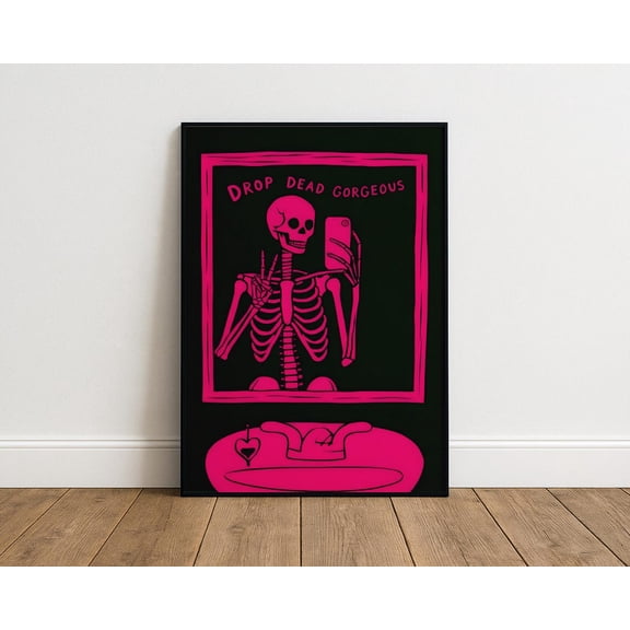 Selfie Print: Goth Bathroom Pop Art Poster, Unframed Canvas Size 24x36