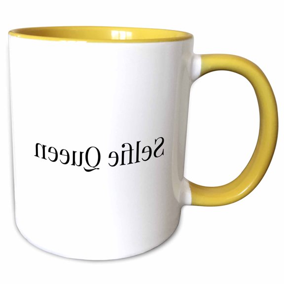 3drose, Selfie Queen Reversed, 15oz Two-tone Yellow Mug