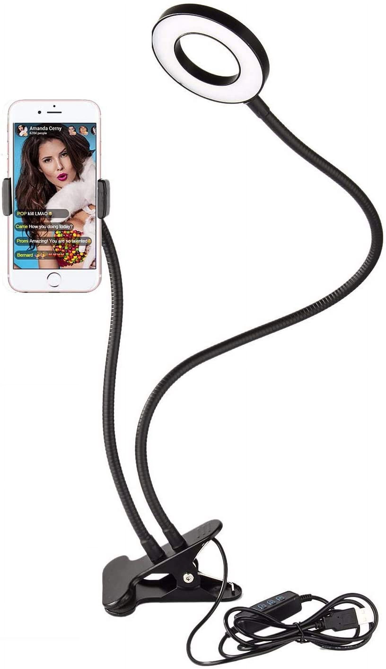 Selfie Light with Cell Phone Holder and Stand Bracket for YouTube TIK Tok Tiktok Zoom Video Conference Live Stream Makeup Dimmable LED Circle Light for iPhone Android Mobile Smartphone