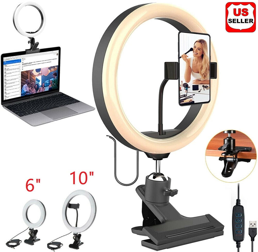 Selfie Ring Light with Clamp Mount for Video Conferencing, Dimmable LED