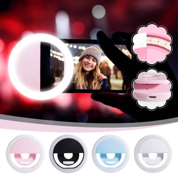 Selfie Ring Light for Mobile Phone | Clip-On Portable USB Rechargeable Fill Light | 3 Adjustable Brightness Modes | Compact Lightweight Design | Ideal for Makeup, Live Streaming, Video Recording