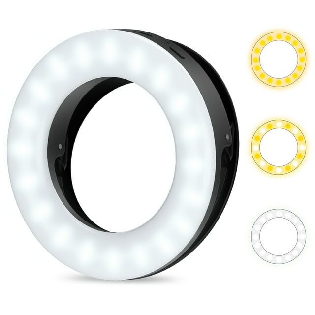 Selfie Ring Light, ORIA Mini Portable Selfie Ring Light Clipon Cell Phones, USB Rechargeable