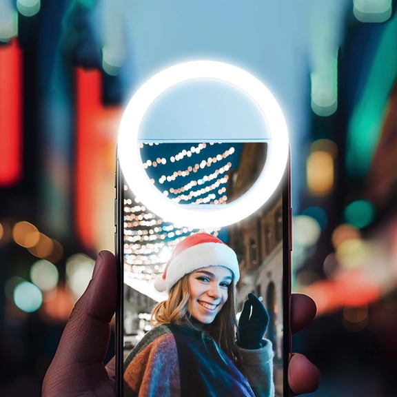 Selfie Ring Light for Phone - Portable Clip On Fill Light with 3 Brightness Modes USB Charging - Compact LED Selfie Light for Makeup, Video Recording, Live Streaming, Photography