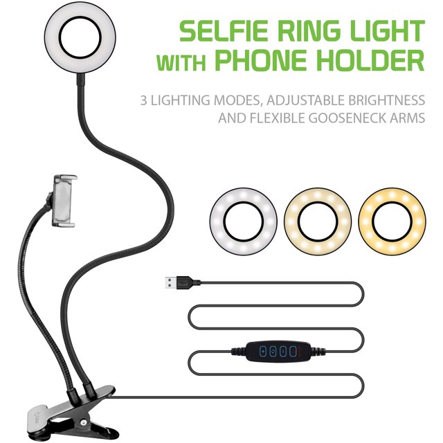 Selfie Ring Light with Phone holder, USB Powered LED Ring Light and