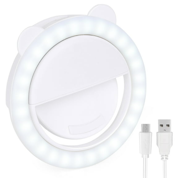 Selfie Ring Light Portable Clip-on with 36 LEDs, 3 Brightness Setting Modes