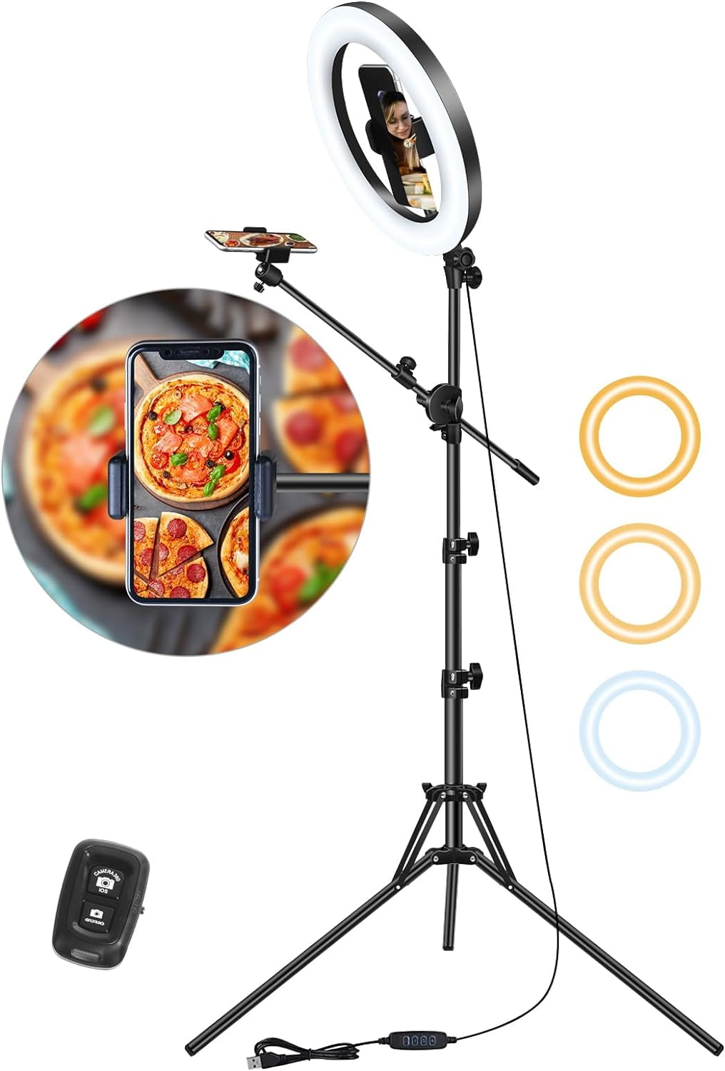 Ring Light Tripod For Food Videos Overhead Phone Mount With Ring