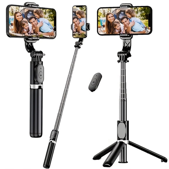 Selfie Stick, 40" Extendable Selfie Stick Tripod with Detachable Bluetooth Shutter Remote, Tripod for iphone and Android Phone Tripod, Black