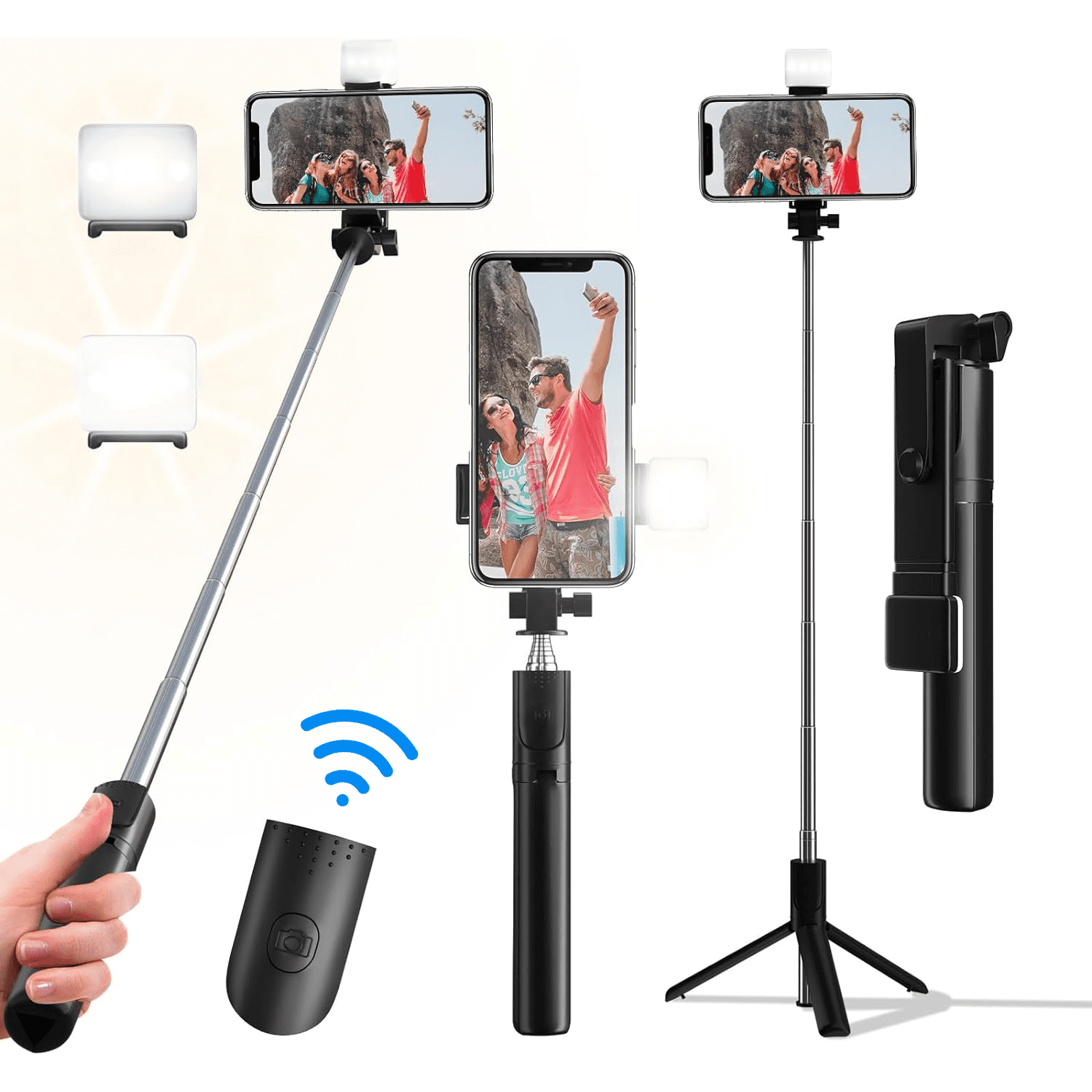 Selfie Stick, 40 in Retractable Selfie Stick Tripod with Remote, 2