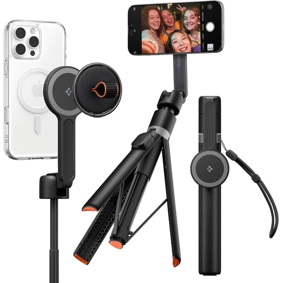 Selfie Stick Automatic Tripod Stand with Bluetooth Remote Control Shutter 57" Extendable Compatible with MagSafe iPhone 17/16/15/14/13/12 Pixelsnap Pixel 10 Series & More - Black (S581W)
