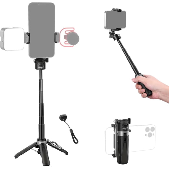 Selfie Stick with Detachable Bluetooth Remote Shutter, Lightweight Foldable Travel Tripod for iPhone for YouTube/TikTok Vlogs Live Streaming Photography, , P15