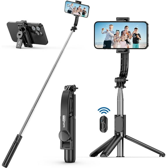 Selfie Stick, Extendable Stick Tripod with Wireless Remote and Stand, Portable, Lightweight, Compatible iPhone 15 14 13 12 Pro Xs Max X 8Plus, Smartphone More