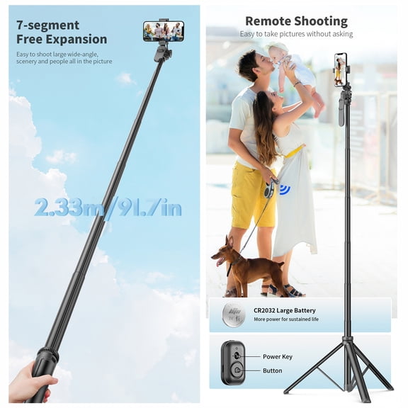 Selfie Stick,Handle Clip Remote Stick Portable Stabilizer Rod Ball Head 91.7-inch Stick Portable Alloy Rod Ball Portable Stabilizer With Ball Head With Head With -shake Dsfen Compatible