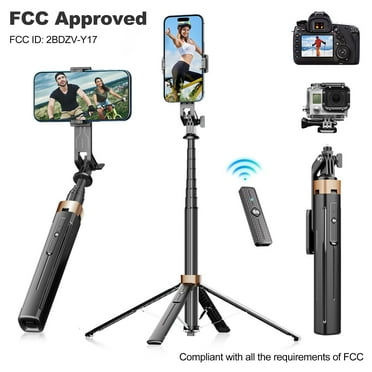 Selfie Stick Phone Tripod - 71 inch Tall Cell Phone Holder with Remote, Phone Stand with 1/4 inch screw mount for Recording, Compatible with iPhone, Android Phone, Camera & Gopro