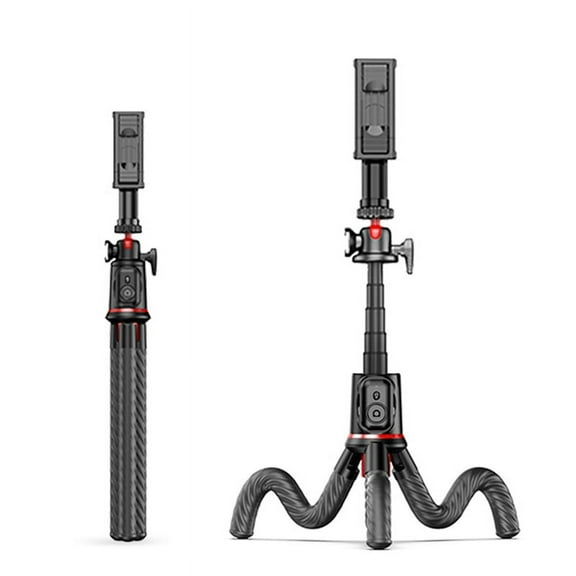 Selfie Stick Phone Tripod Stand, Extendable Flexible Octopus Tripod for Smartphone and Camera with Wireless Remote,1 x Phone Selfie Stick Tripod kit,Black