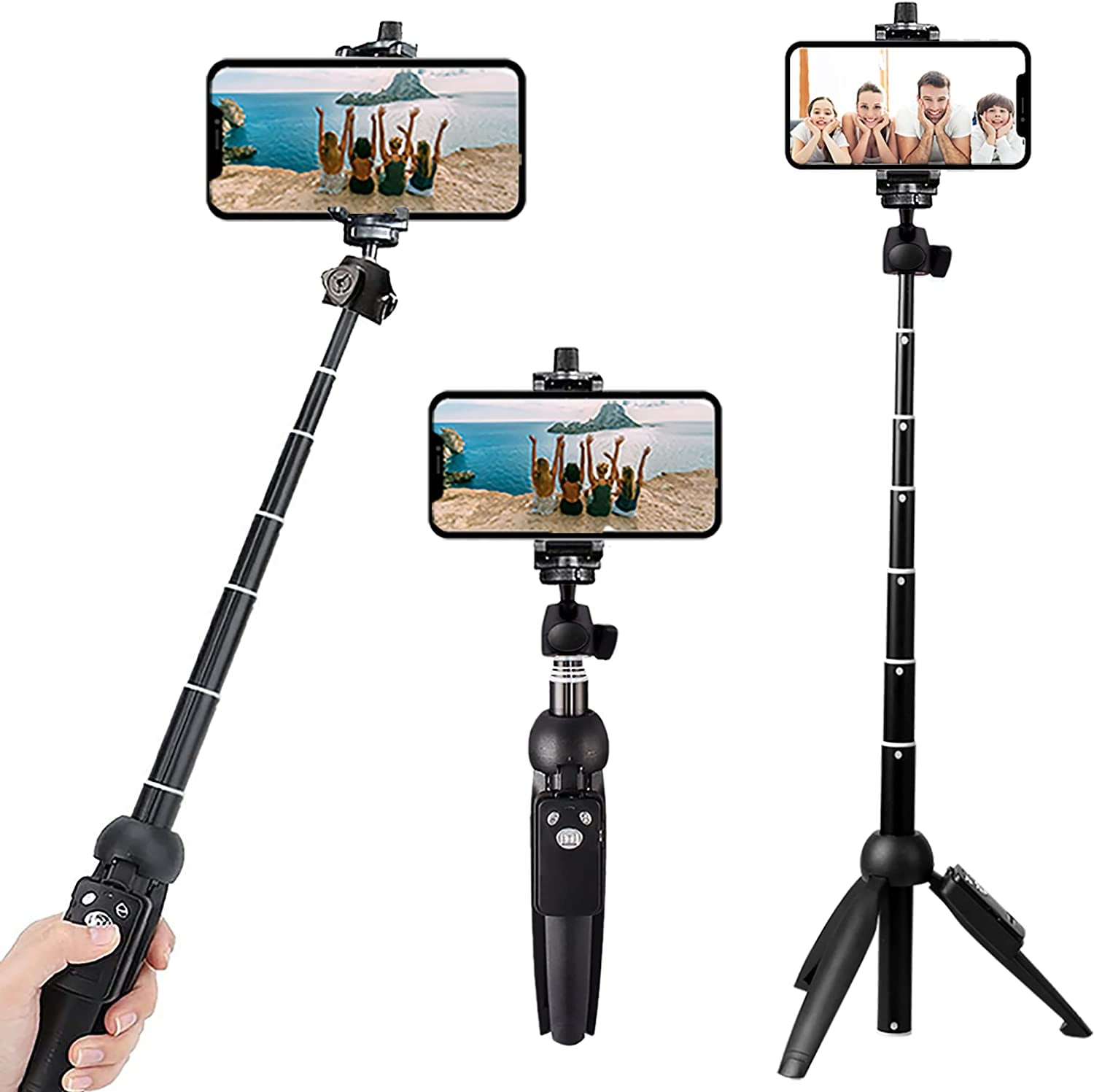 Selfie Stick Portable 40 Inch Aluminum Alloy Selfie Stick Phone Tripod with  Wireless Remote Shutter Compatible with All Cell Phones for Selfie/Video  Recording/Photo/Live Stream/Vlog black 