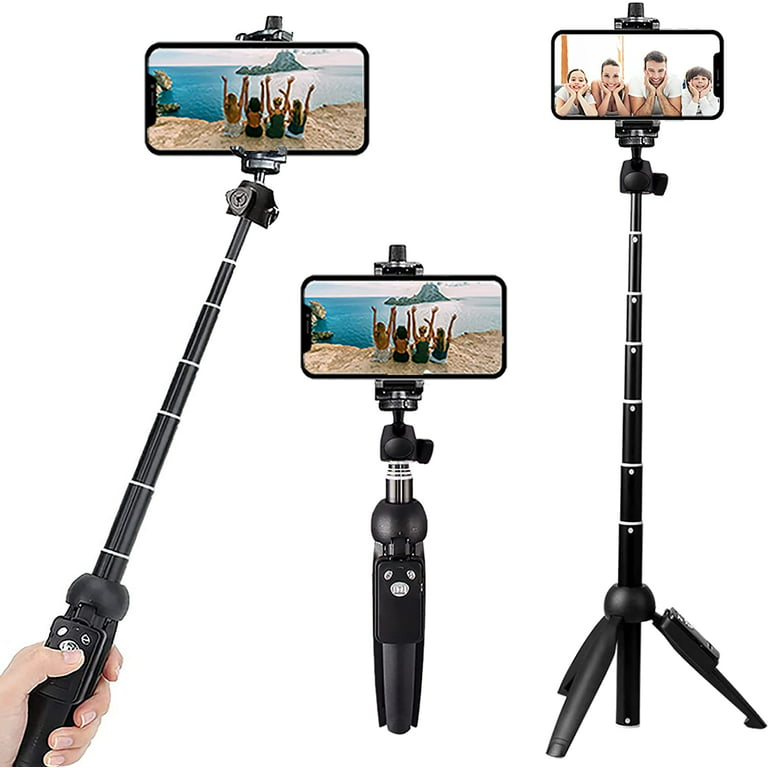 Selfie Stick, Extendable Selfie Stick Tripod with Wireless Remote & Phone  Holder, Portable Phone Tripod for Group Selfie/Live Streaming/Video