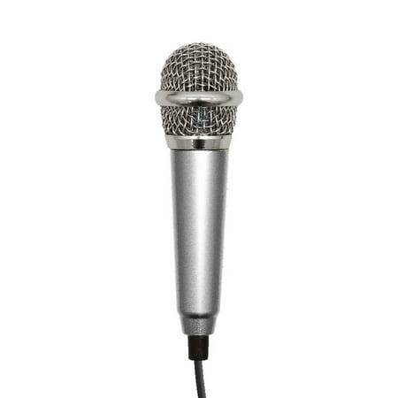 Selfie Stick Portable Mini Condenser Microphone With 3.5mm Aux Connector, Silver