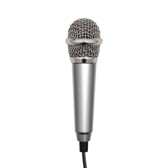 Selfie Stick Portable Mini Condenser Microphone With 3.5mm Aux Connector, Silver
