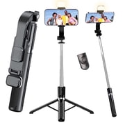 Phone Tripod Stand, 47 Extendable Tripod for iPhone with Light & Remote, Portable Travel Selfie Stick for Live Streaming & Vlog