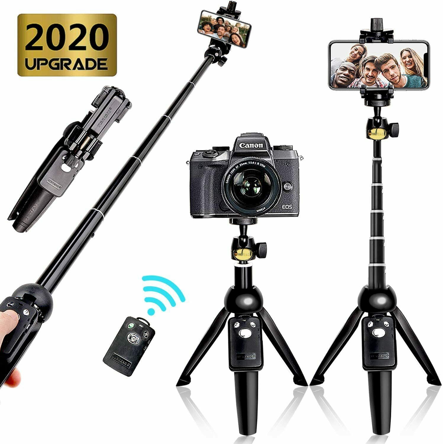 Selfie Stick, 4 in 1 Extendable Bluetooth Selfie Stick Tripod - 360°  Rotation Stable Tripod Stand with Detachable Wireless Remote, Compatible  with