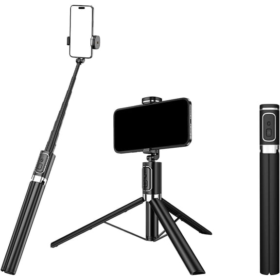 Selfie Stick Tripod,Compact Stand  Stable, 360 Rotating Head, 2-in-1 Design for Selfies & Hands-Free Shots Ideal Vloggers, Travelers and Photographers