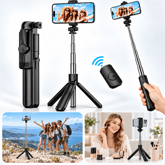 26.7" Tripod for iPhone, Phone Tripod & Selfie Stick for iPhone with Remote, Extendable Portable Phone Tripod Stand, Cell Phone Holder for Video Recording, Compatible with Android