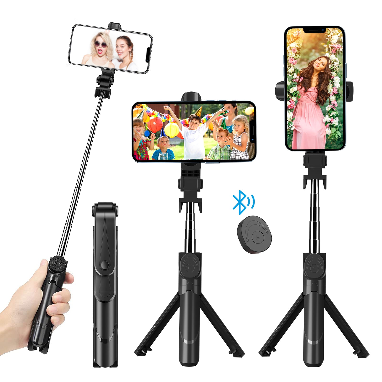 ATUMTEK 65 Selfie Stick Tripod, All in One Extendable Phone 65, Black