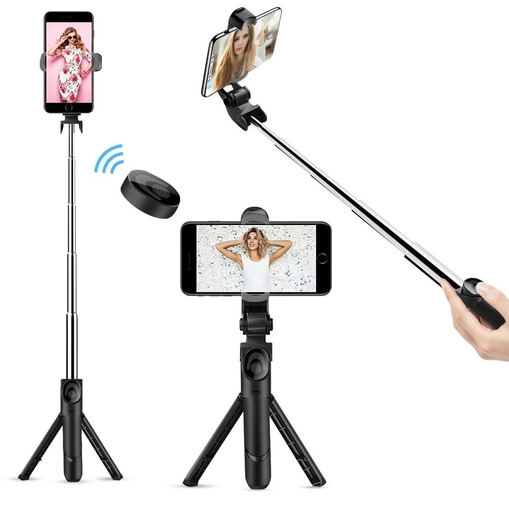 Selfie Stick Tripod, Extendable Bluetooth Selfie Stick with Wireless Remote Compatible with iPhone 11/11pro/x/8/8P/7/7P/6s/6, Samsung Galaxy S9/S8/S7/Note 9/8, Black - Walmart.com