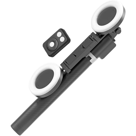 Selfie Stick Tripod with Fill Lights  6-in-1 Remote Control Stand | 1.7m Extra Long Telescopic Stainless Steel Pole | Foldable Portable Live Streaming Mount(Black)