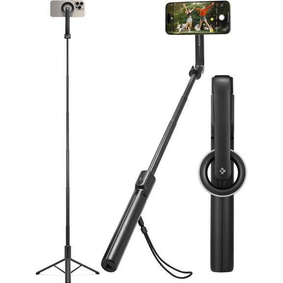 Selfie Stick Tripod Stand with Bluetooth Remote Control Shutter 47" Extendable Compatible with MagSafe iPhone 17/16/15/14/13/12 Pixelsnap Pixel 10 Series & More - Black (S580W)
