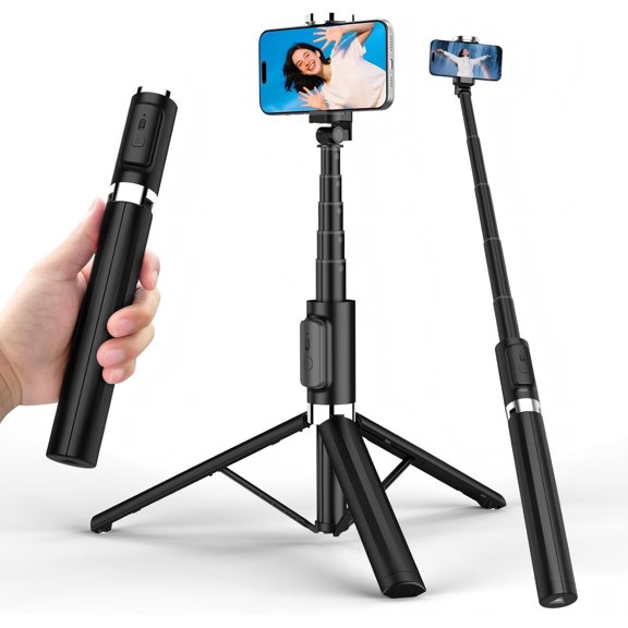 Selfie Stick Tripod - Tripod for iPhone with Remote, Lightweight Phone Stand for Android, Extendable Phone Tripods Stand Compatible with All Cell Phones for Video Recording/Photo/Live Stream/Vlog