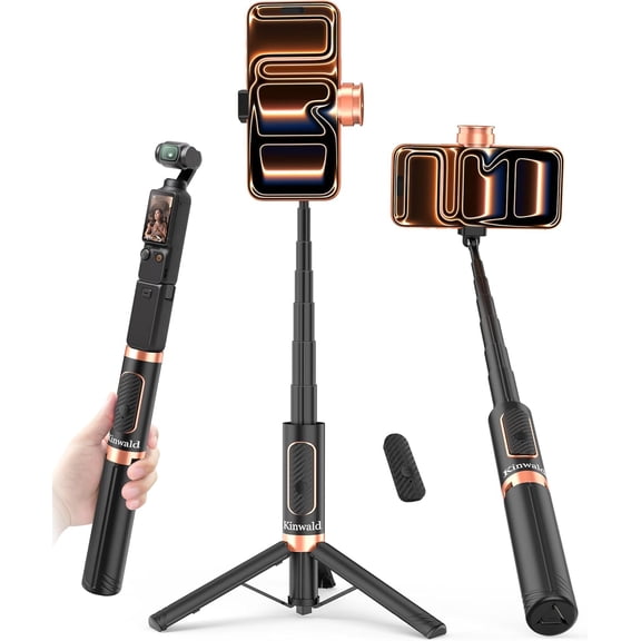 Selfie Stick Tripod for iPhone & Android, 35" Portable Phone Stand with Bluetooth Remote, 8.8" Mini Travel Tripod, Cell Video Recording, 1/4 Screw Action Camera