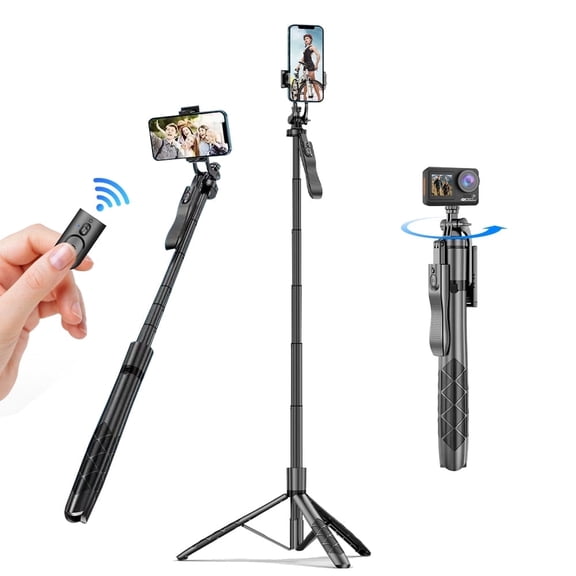 62" Phone Tripod & Selfie Stick with Remote, Video Tripod Stand for Live Streaming, Compatible with Cell Phones, Cameras