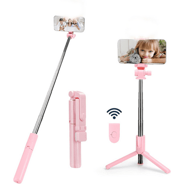 Selfie Stick Tripod with Remote, Extendable Tripod with LED Light