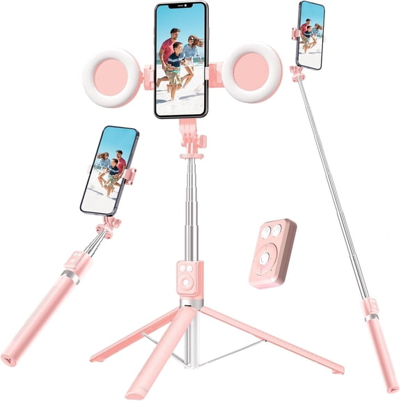 Selfie Tripod with Fill Light, Phone Selfie ,Durable Stainless Design, Remote Control,and Three-Legged Support for Live Broadcasts,Video ()
