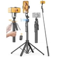thumbnail image 1 of SelfieShow 64'' Auto Face Tracking Tripod 360 Rotation with Stand,Handheld Stabilization, Aluminum Selfie Stick Phone Tripod with Remote & Phone Holder Compatible with iPhone, Android, Camera, GoPro, 1 of 11