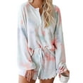 thumbnail image 1 of Selfieee Women's Two Piece Tie Dye Drawstring Pajamas Home Lounge Wear Sleepwear 30002 Rainbow Small, 1 of 3
