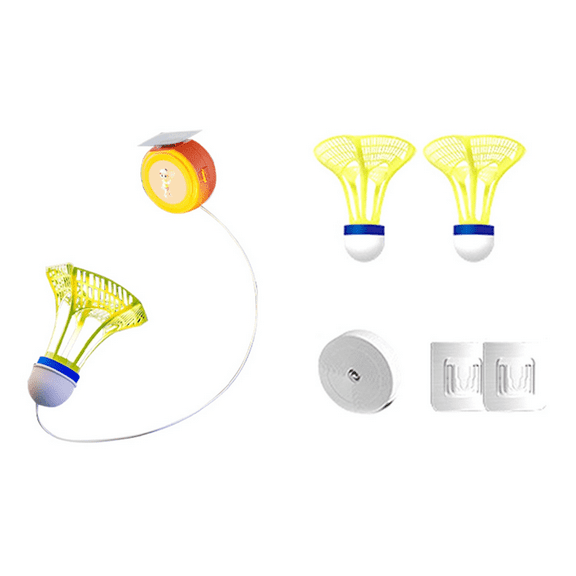 Selfstudy Badminton Trainer Set Telescopic Rod Rebound Practice Aid-Tool for Indoor Beginner,1 set * Self study Badminton Trainer(ball x 3, hook x 3, 1 x storage device, elastic string x 40),As Shown