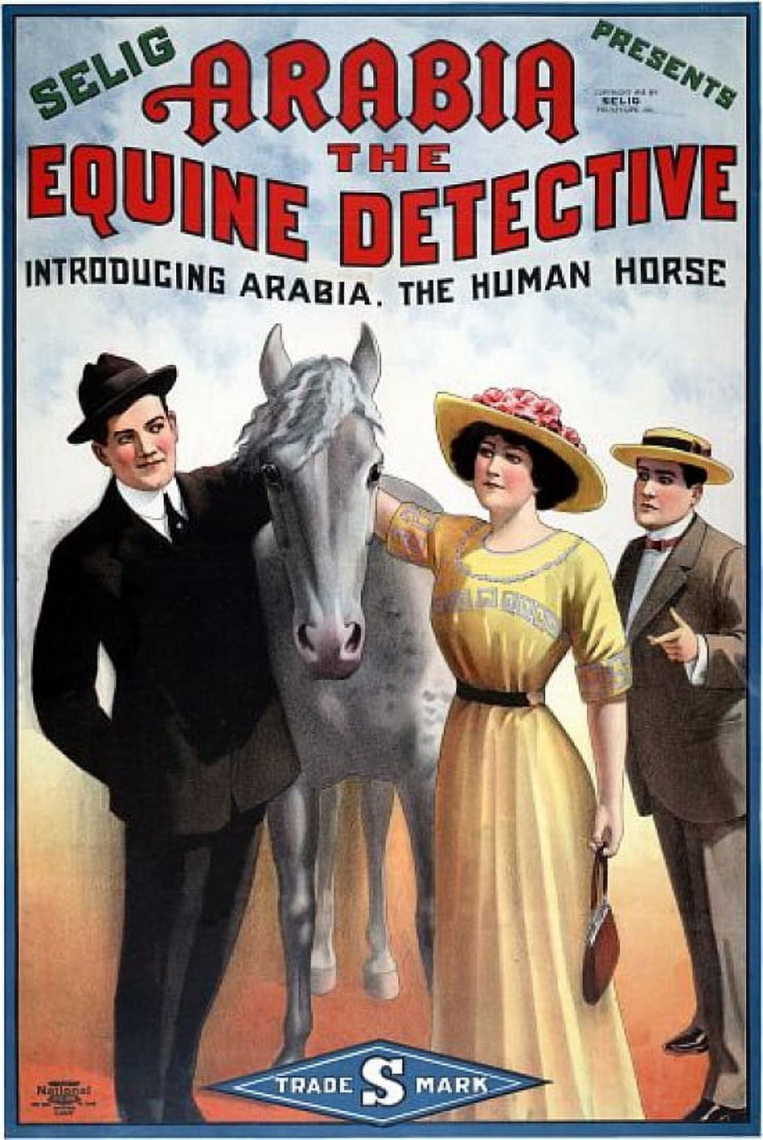 Selig Presents Arabia Equine Detective 1913 Canvas Art - (18 x 24)