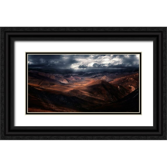 Selions 24x14 Black Ornate Wood Framed with Double Matting Museum Art Print Titled - The Highland Of The Holy Light