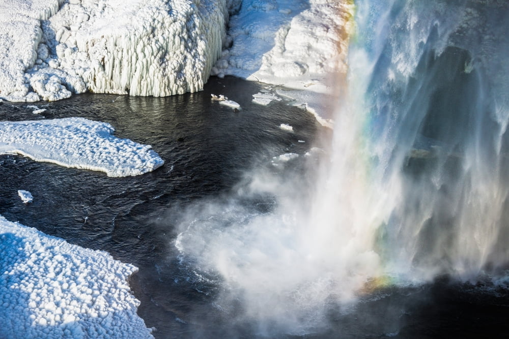 Seljalandsfoss Waterfall in the Winter Iceland Canvas Art - Panoramic Images (27 x 9)
