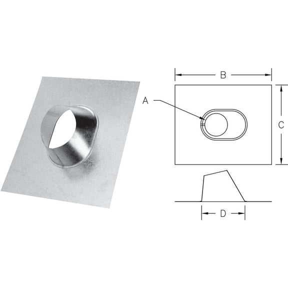Selkirk 3-Inch Diameter Type B Gas Vent Steel Adjustable Roof Flashing, 103825