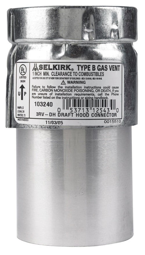 Selkirk Adjustable Aluminum/Galvanized Steel Draft Hood Connector