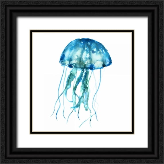 Selkirk, Edward 12x12 Black Ornate Wood Framed with Double Matting Museum Art Print Titled - Jellyfish