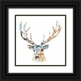 thumbnail image 1 of Selkirk, Edward 12x12 Black Ornate Wood Framed with Double Matting Museum Art Print Titled - Watercolour Reindeer, 1 of 4
